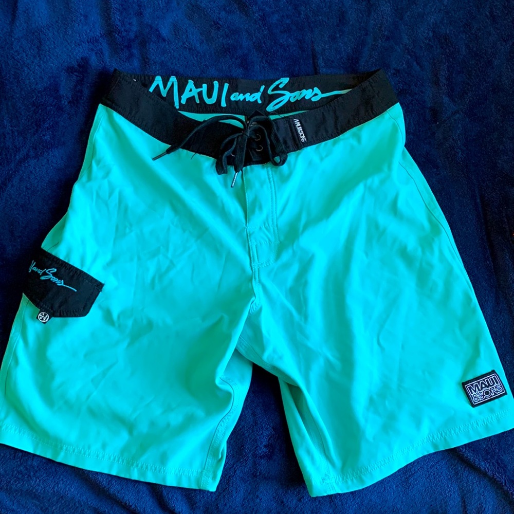 Maui and Sons | Board Shorts | Turquoise | Men’s | 30 Waist | Never Worn |